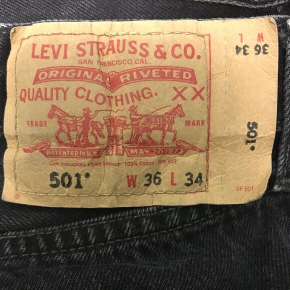 Levi's Other - Levi's 501 Black Straight Leg Denim Jeans Men's size 36x34 Levi Strauss WPL 423